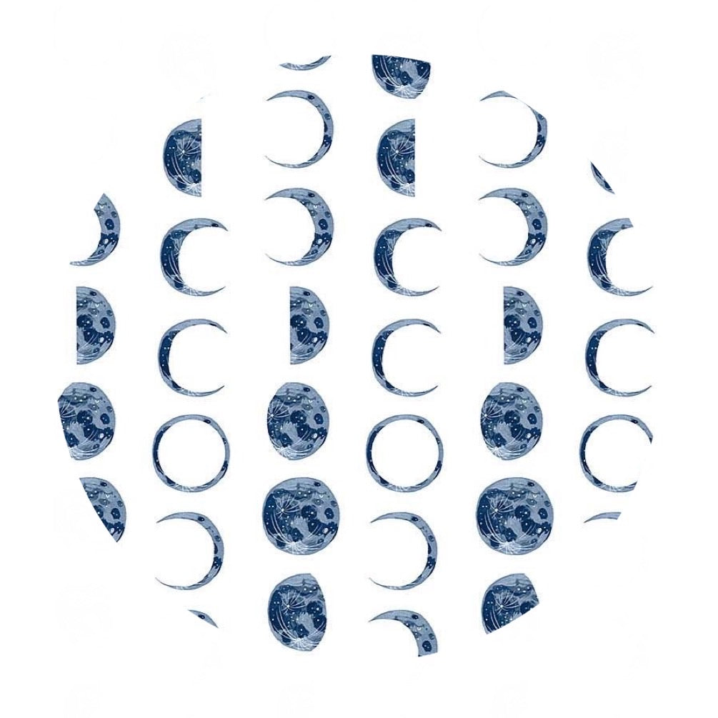 1.5 meters left! - Moons in White - Lantern Light Collection - Dear Stella Fabrics