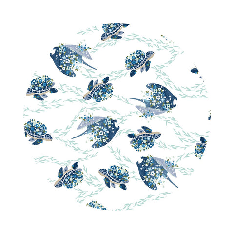 1 meter left! - Make Waves in Ocean Blue Cotton - Cosmic Sea Collection - Calli and Co. - Cotton + Steel Fabrics