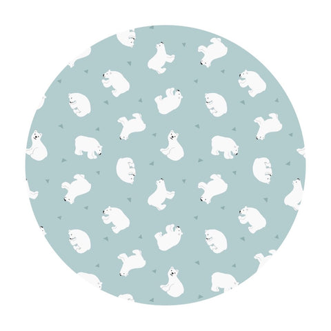 3.5 meters left! - Polar Bears on Arctic Blue with Pearl - Small Things Polar Animals Collection - Lewis & Irene Fabrics