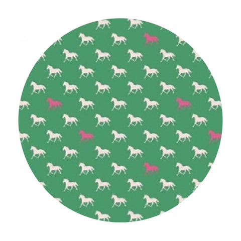 3.5 meters left! - Derby Horses in Green Knit - Derby Day Collection - Riley Blake Designs