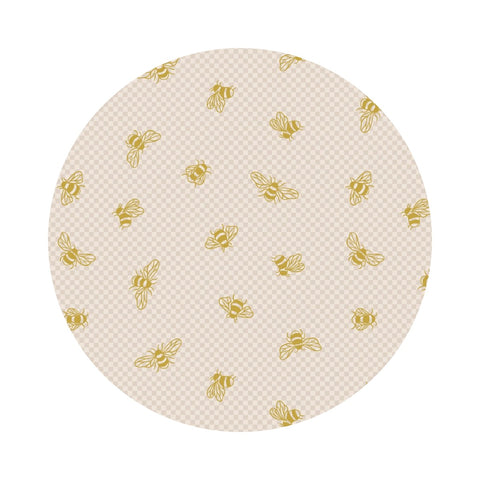 Metallic Gold Bees on Dark Cream - Honey Bee Collection - Lewis & Irene Fabrics