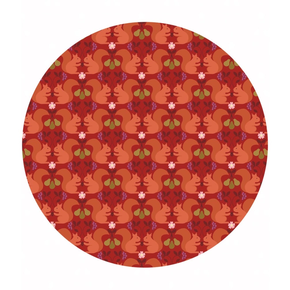 4 meters left! - Red Squirrels on Red - The Orchard Collection - Lewis & Irene Fabrics
