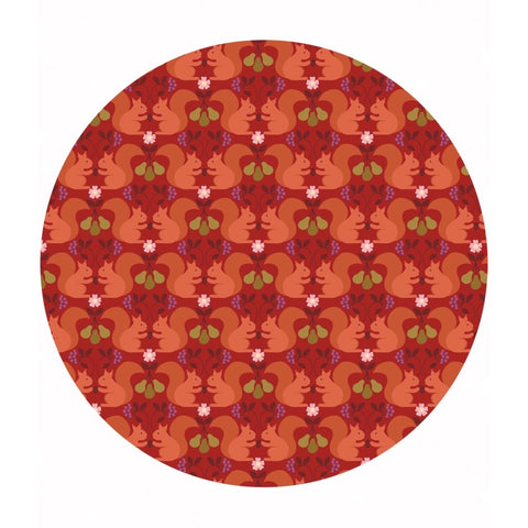 3.5 meters left! - Red Squirrels on Red - The Orchard Collection - Lewis & Irene Fabrics