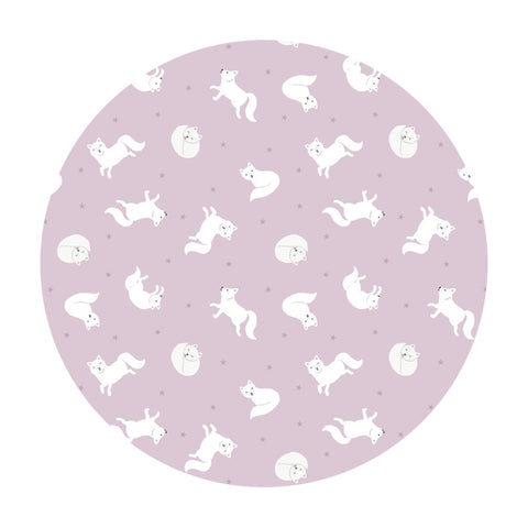 Arctic Fox on Winter Pink with Pearl - Small Things Polar Animals Collection - Lewis & Irene Fabrics