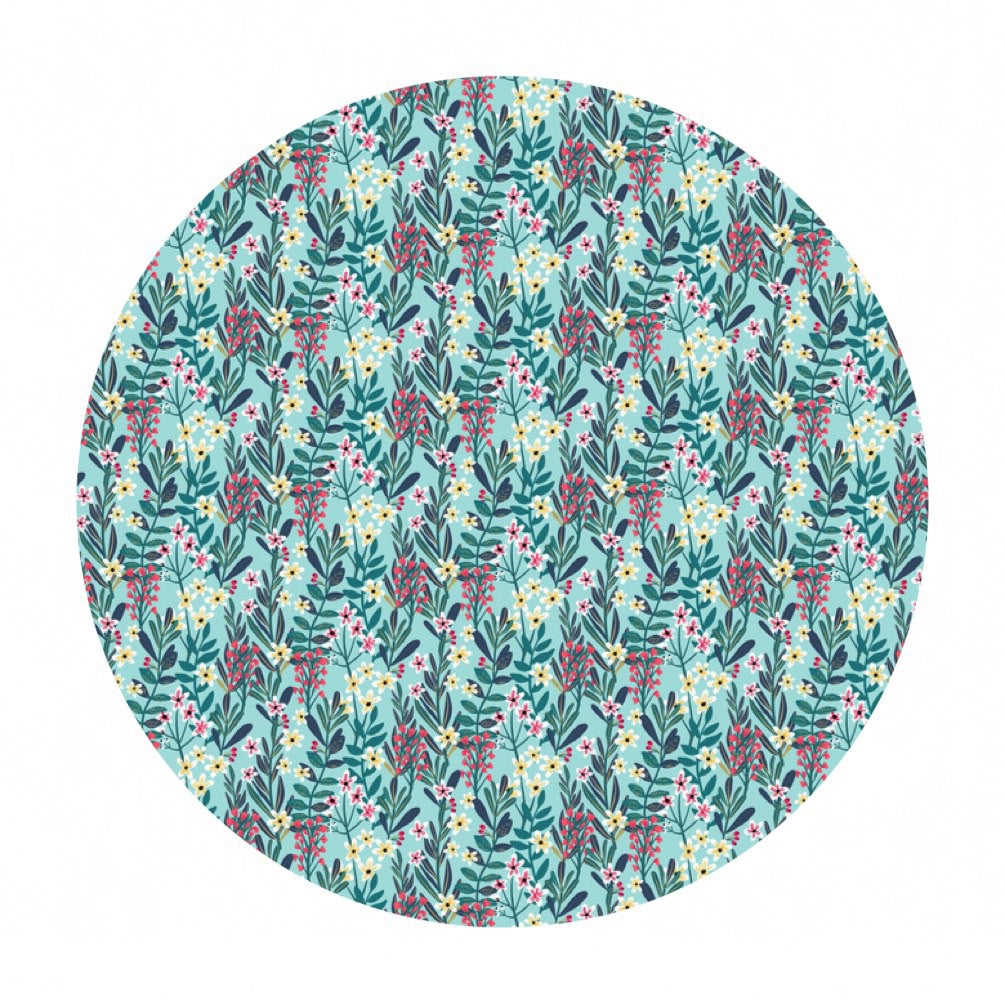 .5 meters left! - Hanna in Aqua - Floral Pets Collection - Blend Fabrics