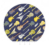 Amped Up Guitars in Navy - Rock On Collection - Camelot Fabrics