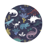 3.5 meters left! - Volcano & Dinos with Glow in the Dark on Soft Indigo - Dino Glow Collection - Lewis & Irene Fabrics