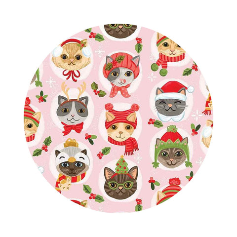 Cat Faces in Holiday Hats - Cozy Holidays Collection - Timeless Treasures