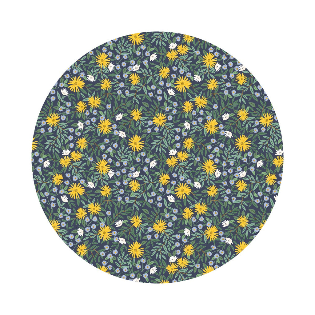 Daisy Fields in Navy Metallic - Bramble by Rifle Paper Co. - Cotton + Steel Fabrics