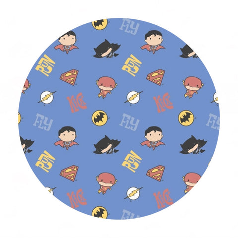 Justice League Boy Editorial in Blue - Character Nursery Collection - Camelot Fabrics