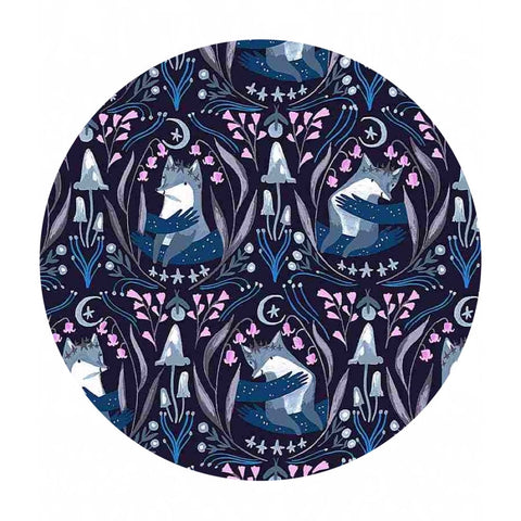 .5 meters left! - Foxes in Indigo - Lantern Light Collection - Dear Stella Fabrics
