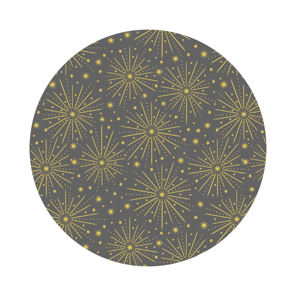 Gold Metallic Starburst on Dark Gray - Honey Bee Collection - Lewis & Irene Fabrics