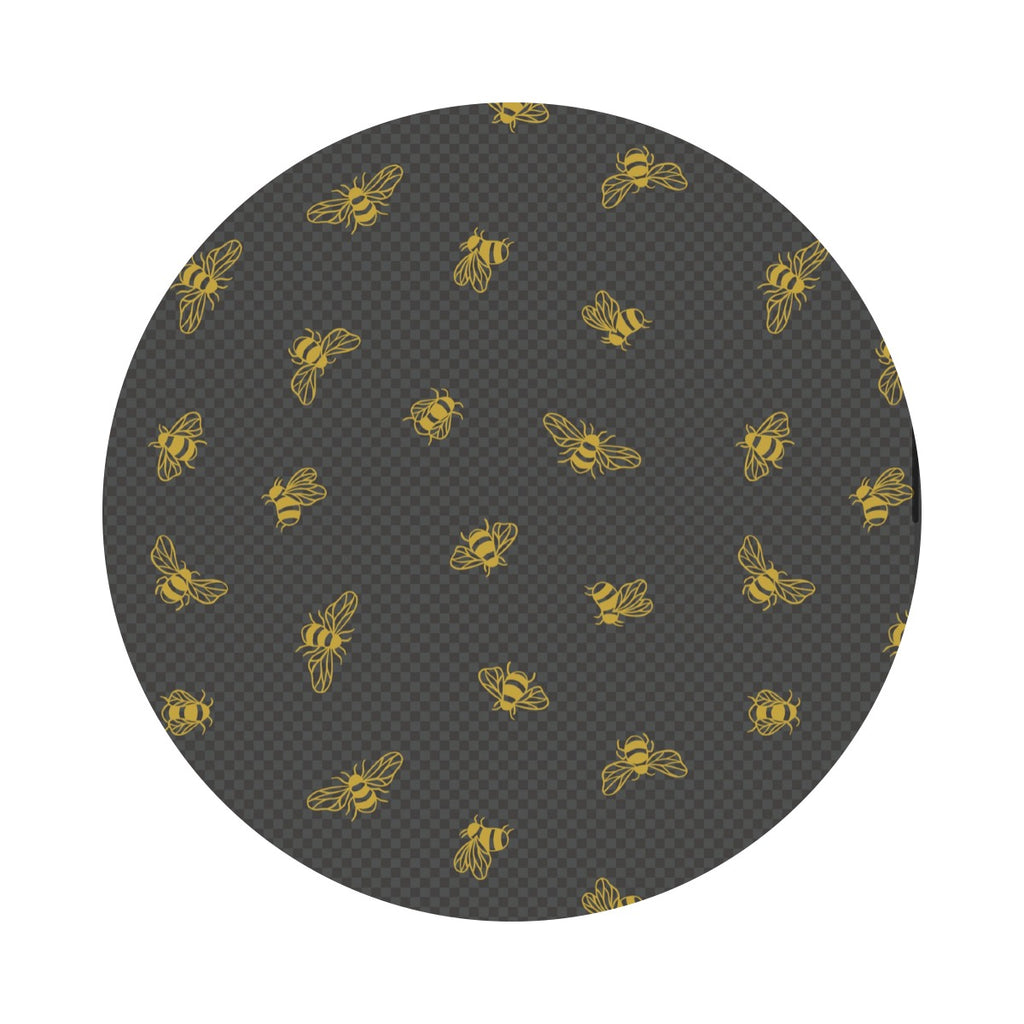 Re-stock! - Metallic Gold Bees on Charcoal - Honey Bee Collection - Lewis & Irene Fabrics