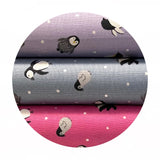 1.5 meters left! - Penguins on Iced Lilac with Pearl - Small Things Polar Animals Collection - Lewis & Irene Fabrics