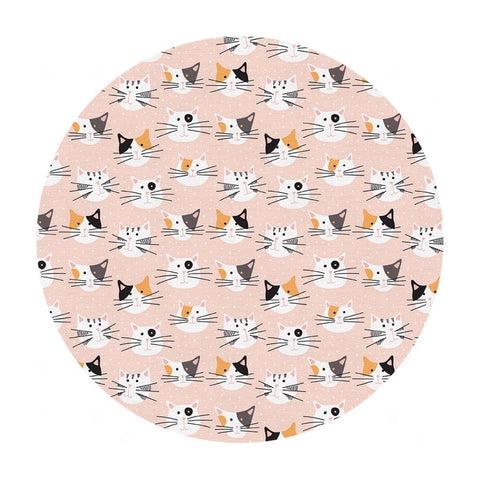 Cat Faces on Pink - Tails & Whiskers Collection - Paintbrush Studio Fabrics