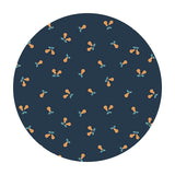 Copper Metallic Pears on Dark Blue - Wintertide Collection - Lewis & Irene Fabrics