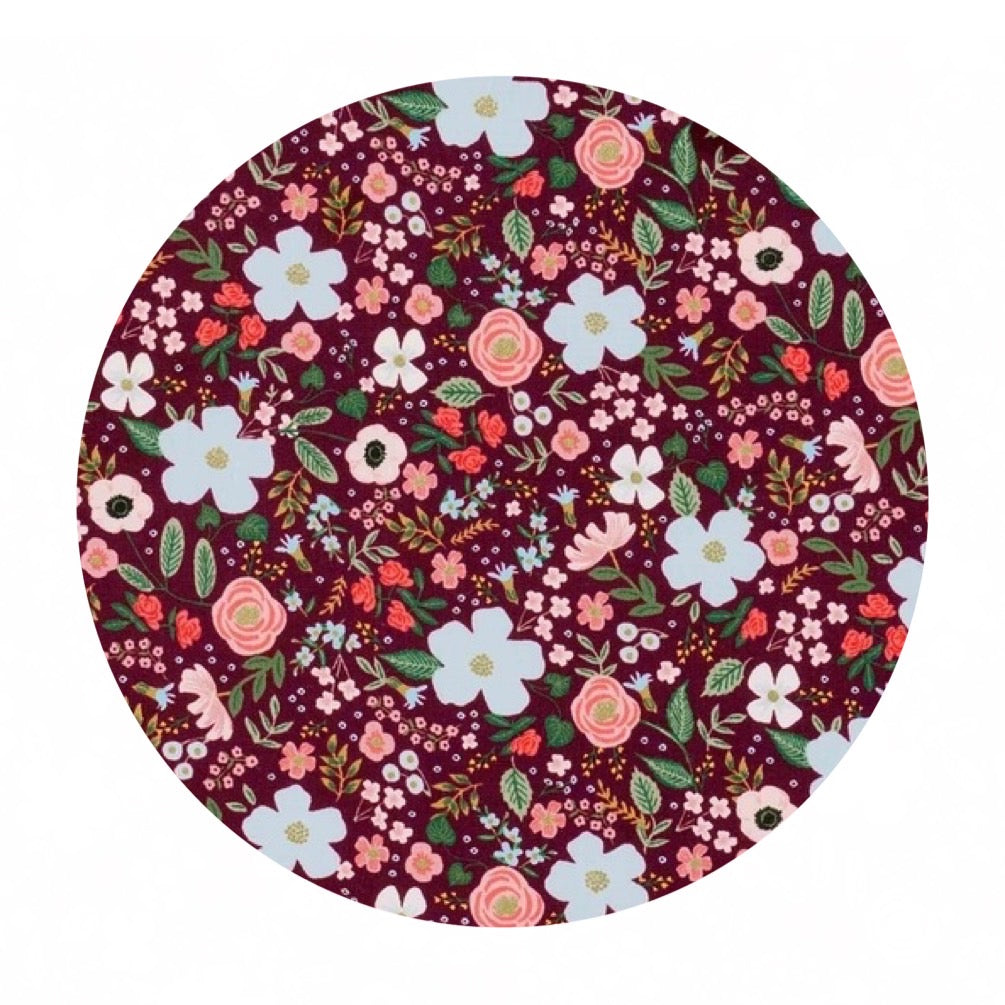 Wild Rose in Burgundy Metallic Cotton - Garden Party by Rifle Paper Co. - Cotton + Steel Fabrics
