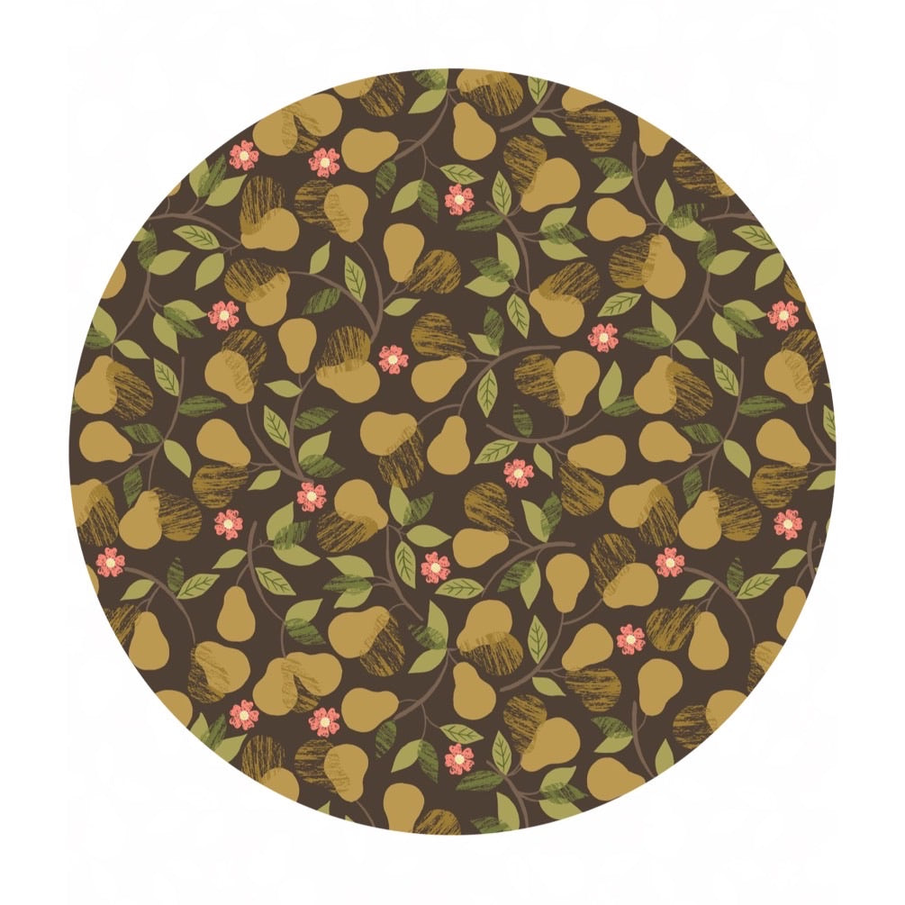 Pears on Brown - The Orchard Collection - Lewis & Irene Fabrics