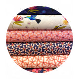 Stripy Flowers on Cream - Hummingbird Collection - Lewis & Irene Fabrics