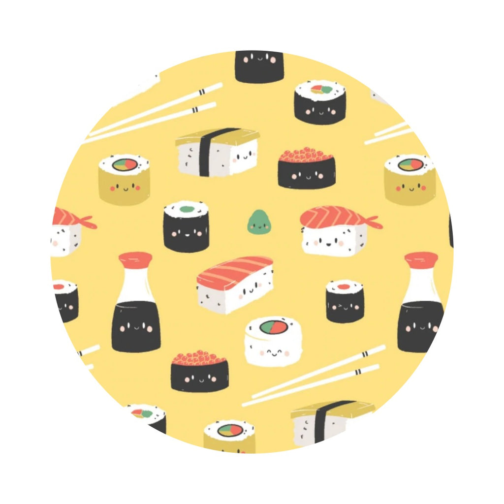 4.5 meters left! - Sushi Mania in Yellow - On a Roll Collection - Camelot Fabrics
