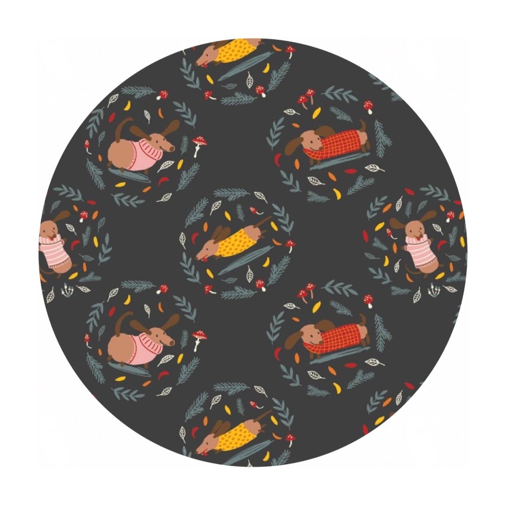 Dog Days of Autumn in Charcoal - Sweater Weather Collection - Camelot Fabrics