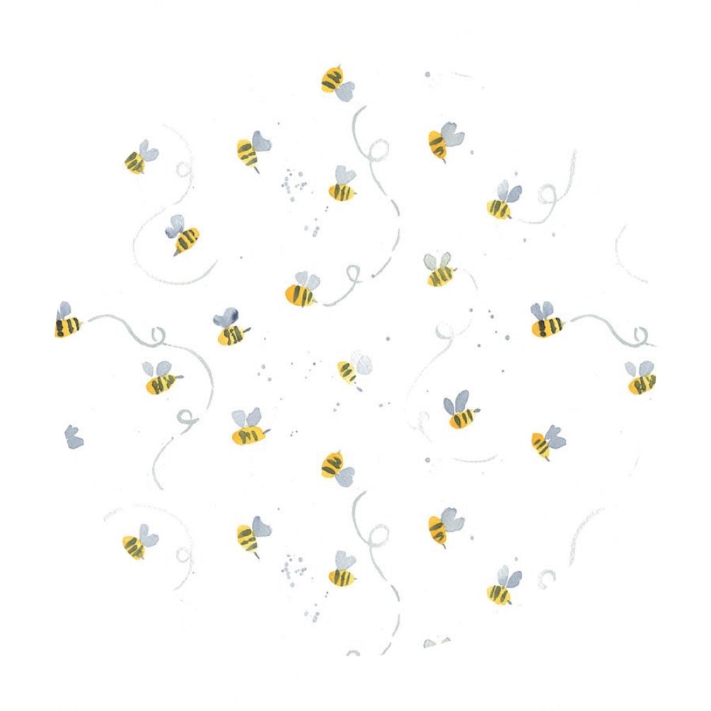 1.5 meters left! - Busy Bees in White - Meant to Bee Collection - Dear Stella Fabrics