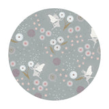 4 meters left! - Fairy Clocks on Grey Blue with Silver Metallic - Fairy Clocks Collection - Lewis & Irene Fabrics