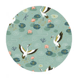 Heron Lake in Duck Egg with Gold Metallic - Jardin de Lis Collection - Lewis & Irene Fabrics