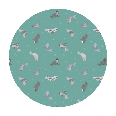 2 meters left! - Seals on Marine with Pearl - Small Things Polar Animals Collection - Lewis & Irene Fabrics