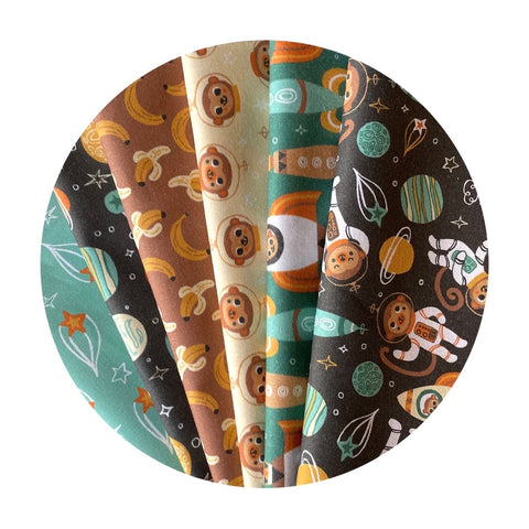 Green 6 Piece 1/2 Meter Bundle - Space Monkey Collection - Paintbrush Studio Fabrics