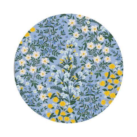 .5 meters left! - Wildwood Garden in Blue Cotton - Camont Collection by Rifle Paper Co. - Cotton + Steel Fabrics