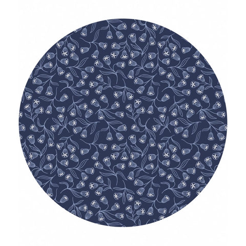Enchanted Flowers on Dark Blue with Silver Metallic - Enchanted Collection - Lewis & Irene Fabrics
