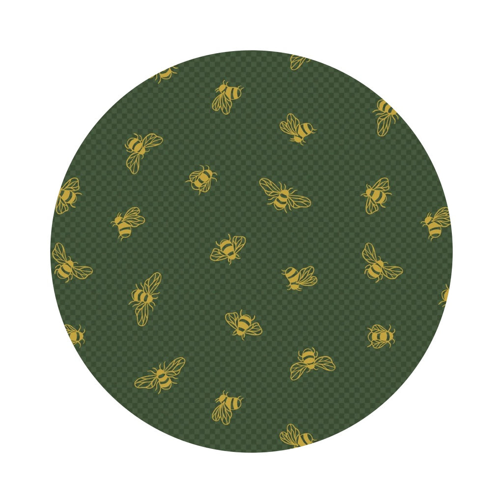 Metallic Gold Bees on British Green - Honey Bee Collection - Lewis & Irene Fabrics