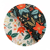 Poinsettia in Evergreen Metallic Cotton - Holiday Classics by Rifle Paper Co. - Cotton + Steel Fabrics