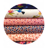 2 meters left! - Stripy Flowers on Dark Blue - Hummingbird Collection - Lewis & Irene Fabrics
